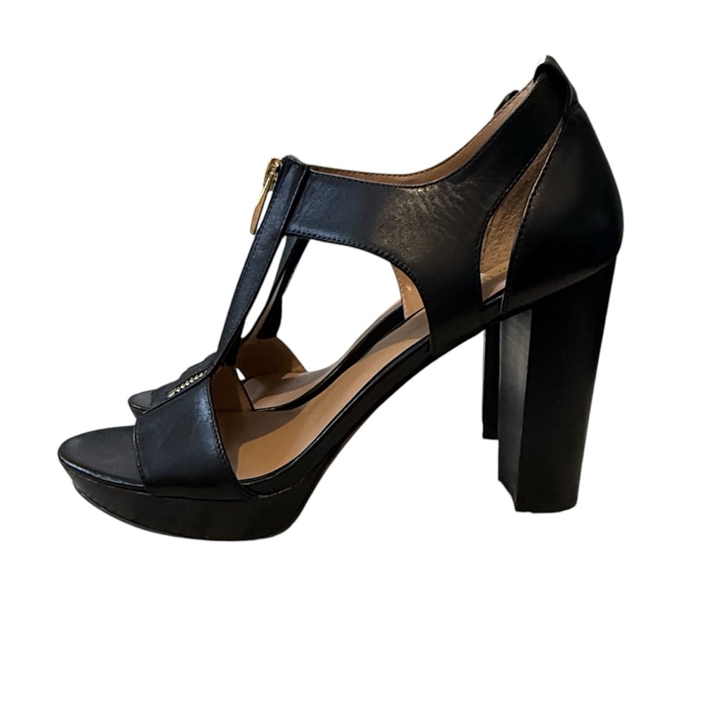 Franco Sarto Women's MYRIAD Leather Zip Stack Heel Platform Shoe Sz 9.5M